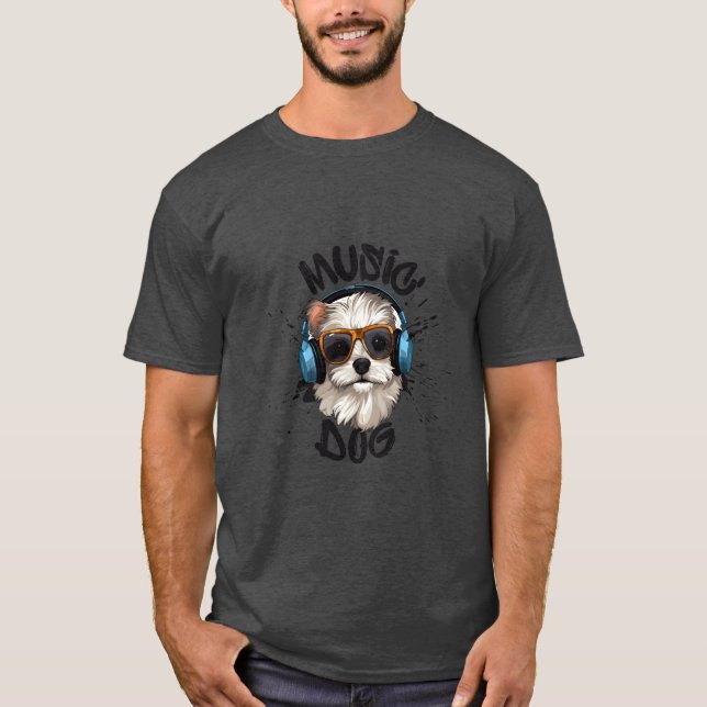 T-shirt musique amis chien (Devant)