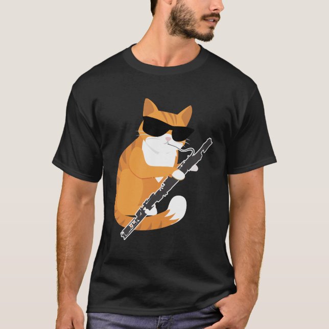 T-shirt Musique Cat Sunglasses Bassoonist Museo Bassoon (Devant)