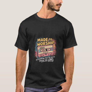 T-shirt Musique chrétienne de culte féminin Cassette rétro