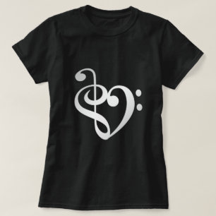 T-shirt Musique Coeur Argent en amour forme de coeur