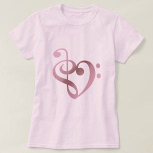 T-shirt Musique Coeur Rose Or en Love forme coeur