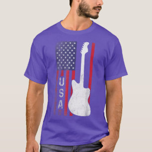 T-shirt Musique country Usa Guitare Vintage drapeau améric