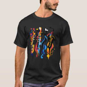 T-shirt Musique d'art vibrante de jazz en mouvement