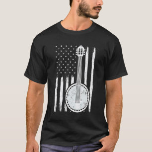 T-shirt Musique de banjo Drapeau américain Banjo Guitare