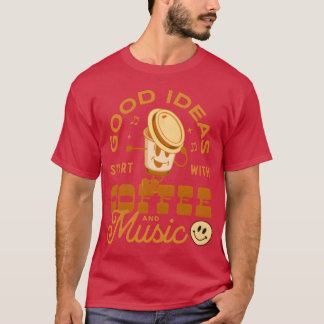 T-shirt Musique de café Dessin animé Citations drôles d'am