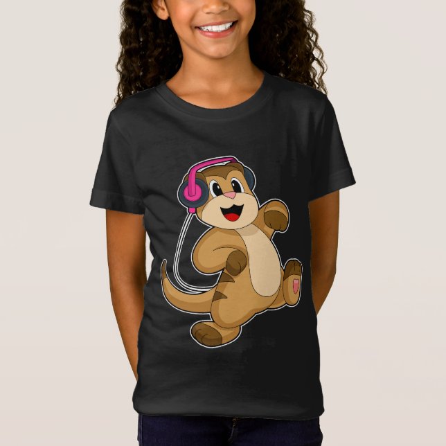T-Shirt Musique de casque Meerkat (Devant)