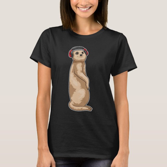 T-shirt Musique de casque Meerkat (Devant)