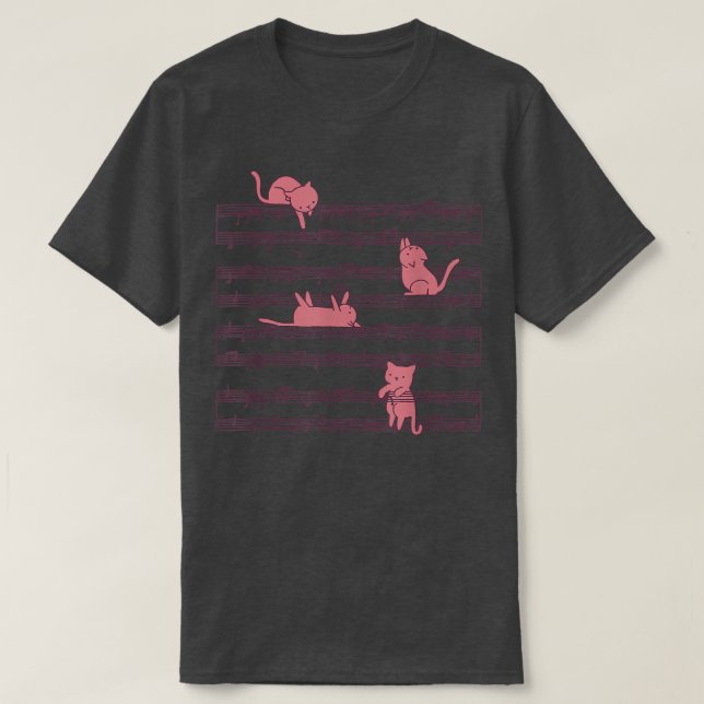 T-shirt Musique de chats et de feuilles Jouer Musicien (Design devant)