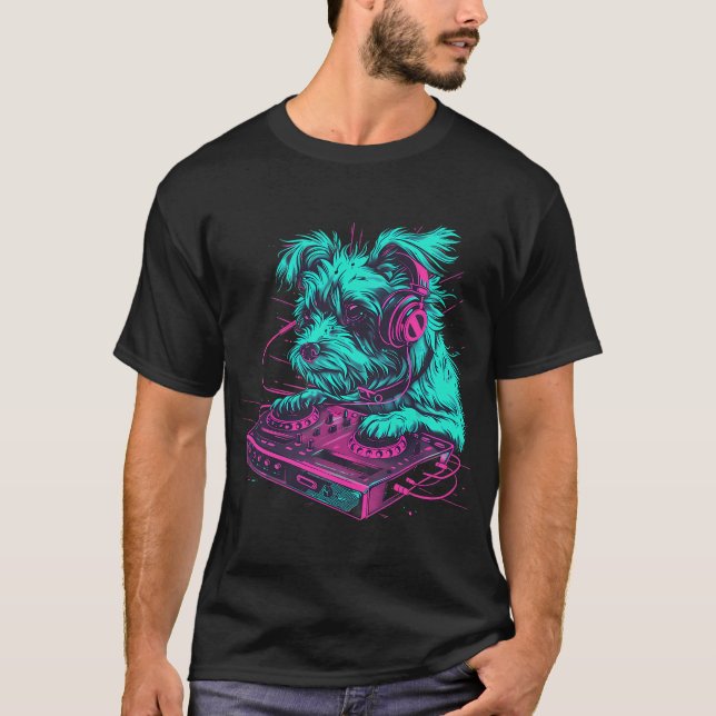 T-shirt Musique de chien DJ Artwork EDM Beatmaker Techno (Devant)