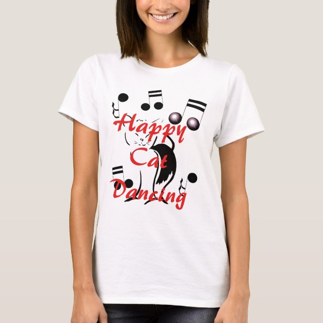 T-shirt Musique de danse musicale de chat d'amusement (Devant)