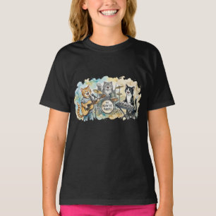 T-shirt Musique de groupe de chat amusant Piano Batterie C