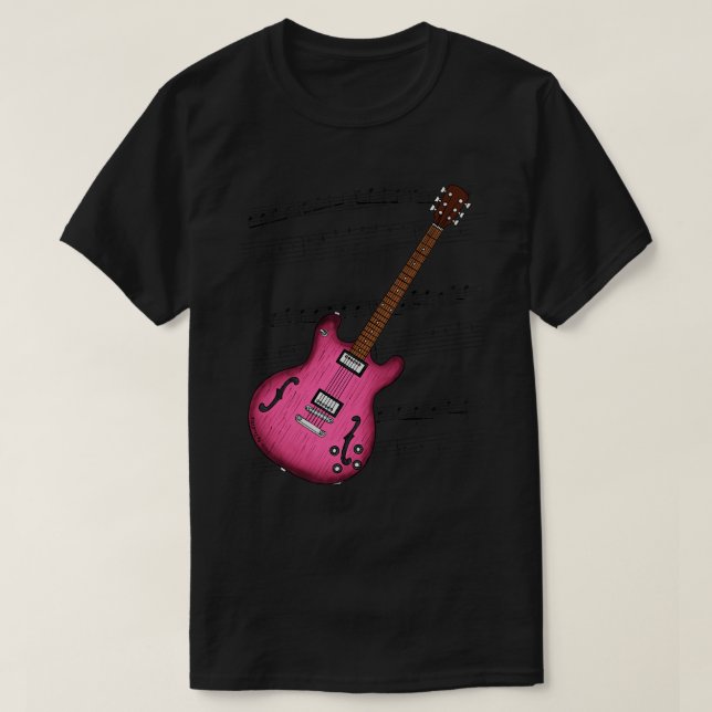 T-shirt Musique de guitare de jazz Score de guitariste fém (Design devant)
