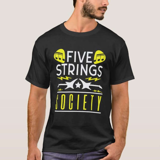 T-shirt Musique de Guitare Five Strings Society (Devant)
