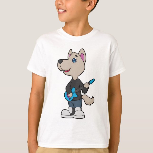 T-shirt Musique de guitare musicienne de chien (Devant)