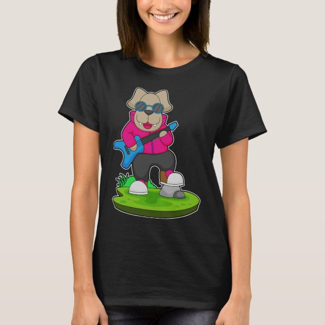 T-shirt Musique de guitare musicienne de chien (Devant)