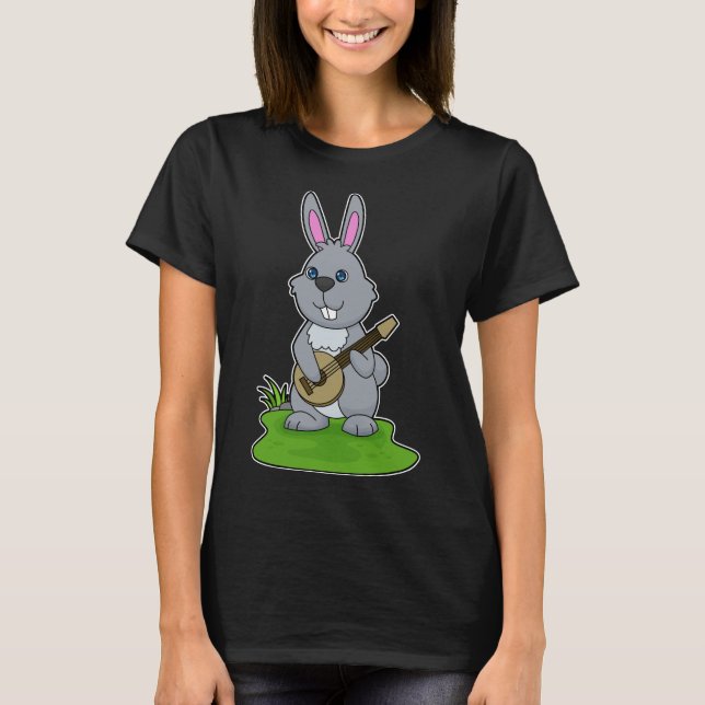 T-shirt Musique de guitare musicienne de lapin (Devant)