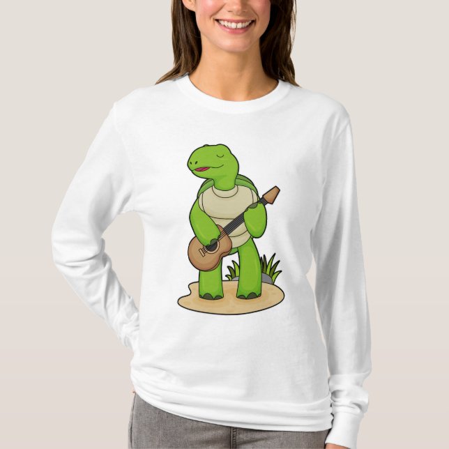 T-shirt Musique de guitare musicienne de tortue (Devant)