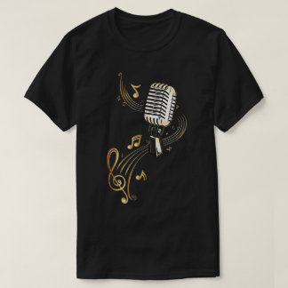 T-shirt Musique de microphone vintage notes d'art