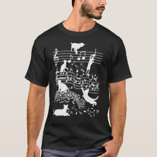 T-shirt Musique de piano d'amour Chat mignon jouant sur de