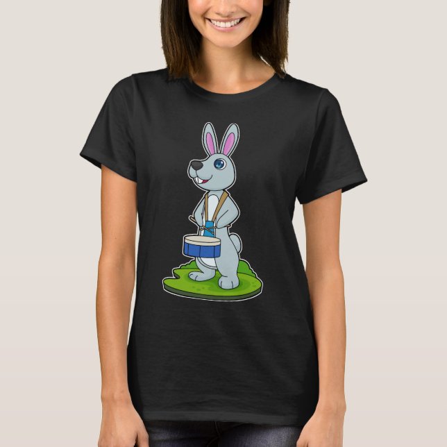 T-shirt Musique de tambour musicien de lapin (Devant)