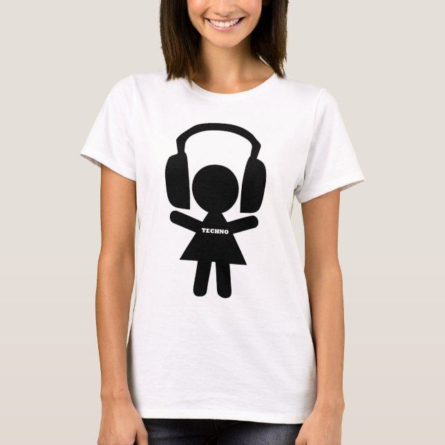 T-shirt Musique de techno d'écouteurs (Devant)