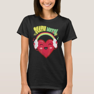T-shirt Musique Death Metal  Cœur Arc-en-ciel Mignon