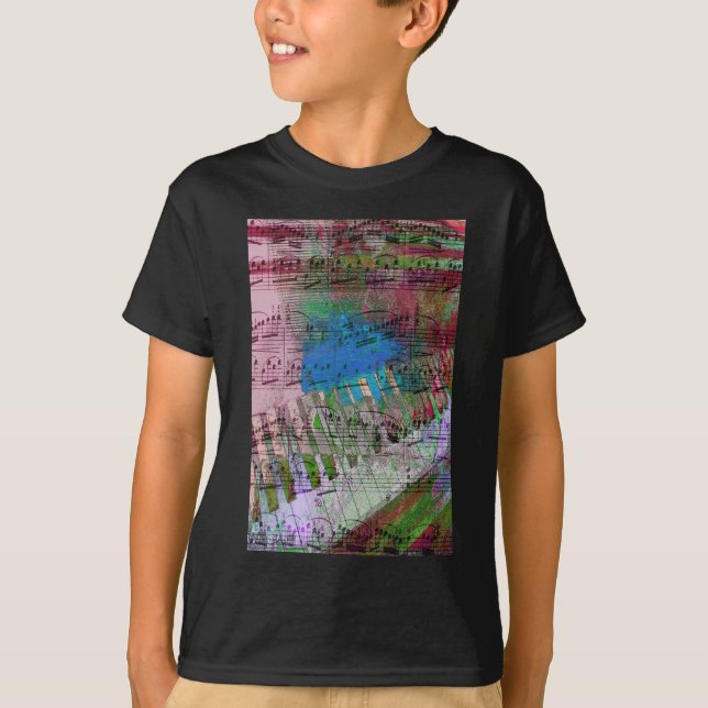 T-shirt musique, décor de piano (6) (Devant)