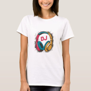 T-shirt Musique DJ couleur casque blanc