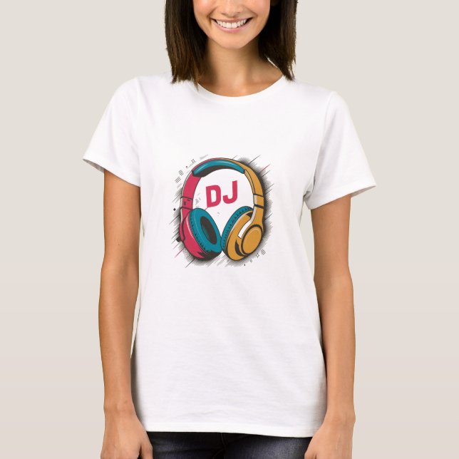 T-shirt Musique DJ couleur casque blanc (Devant)