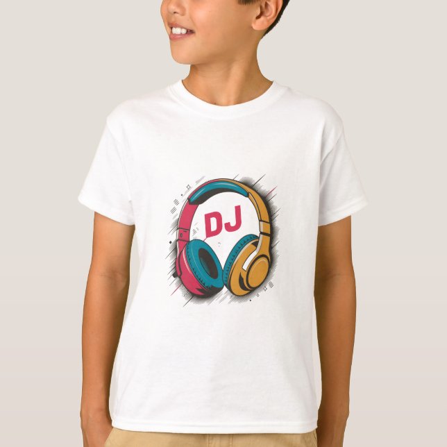 T-shirt Musique DJ couleur casque blanc (Devant)