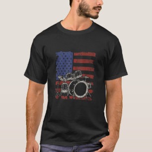 T-shirt Musique Drummer Us Drapeau Percussion Ensemble tam