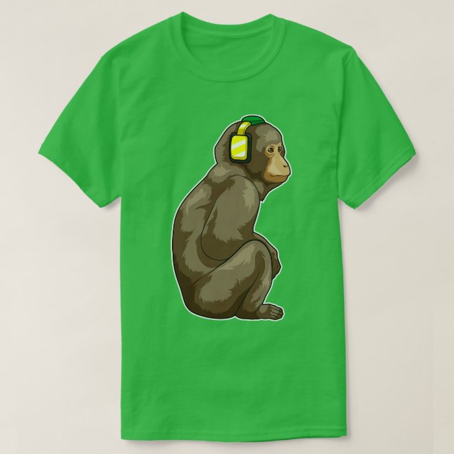 T-shirt Musique du casque de singe (Design devant)