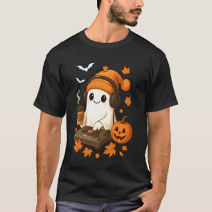 T-shirt Musique EDM Halloween Fantôme DJ Rave Chapeau Mign