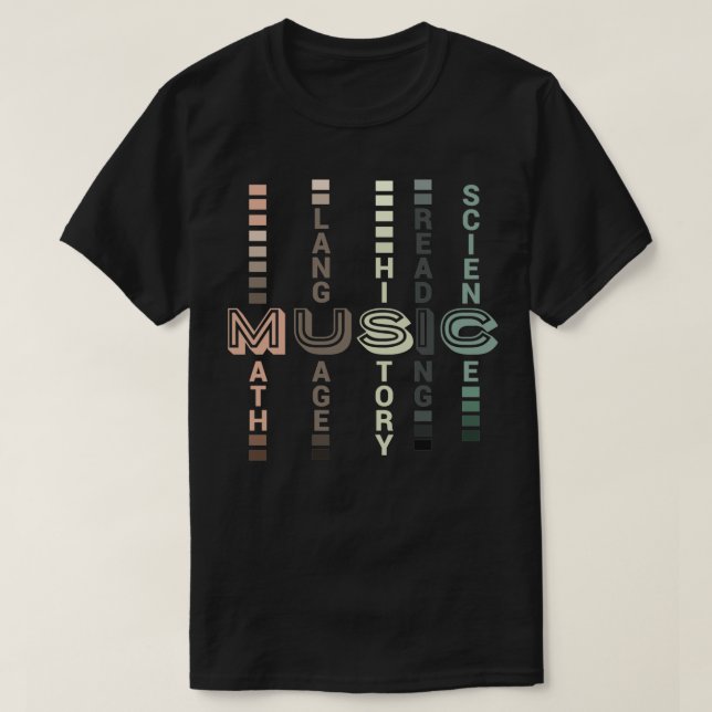 T-shirt Musique Enseignant Math Langue Histoire Lecture Sc (Design devant)