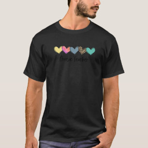 T-shirt Musique Enseignant Vie Coeur Amour Leopard Coeur F