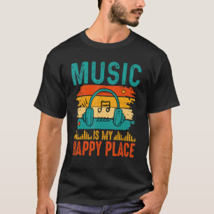 T-shirt Musique Est Mon Endroit Heureux Inspirer Musique M