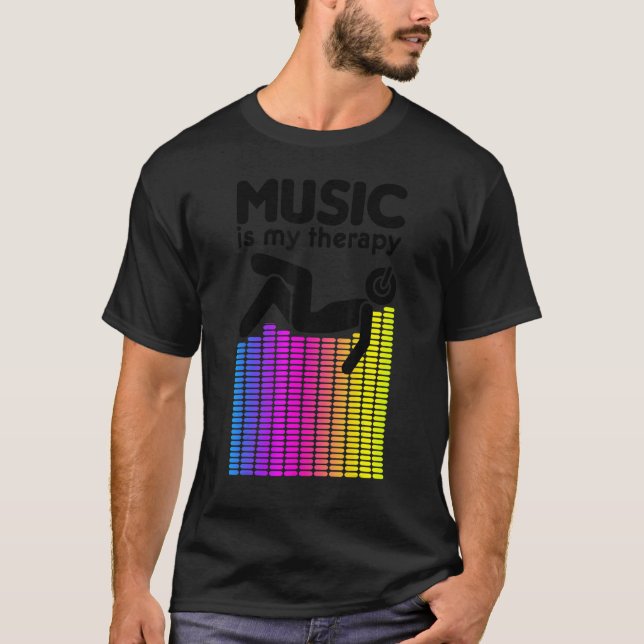 T-shirt Musique Est Mon Equalizer Thérapeutique Dj Rainbow (Devant)