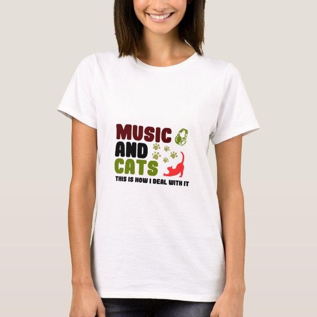 T-shirt Musique Et Chats (Devant)
