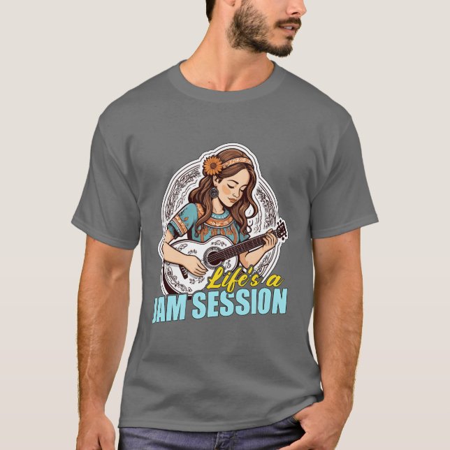 T-shirt Musique Folle Vive Une Session De Jam Amoureux Mus (Devant)