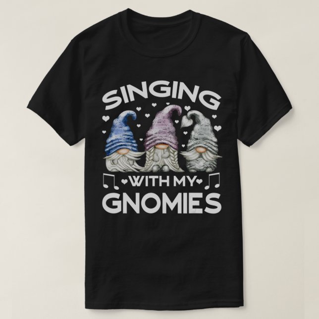 T-shirt Musique Gnome En Mignonne Karaoke Outfit Chanter A (Design devant)