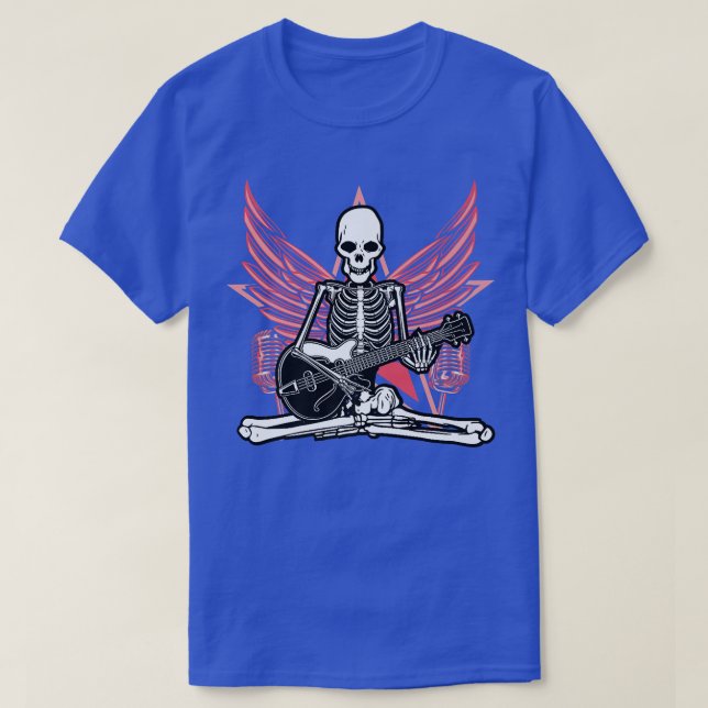 T-shirt Musique guitare Lover Skeleton Wings Angel Guitare (Design devant)