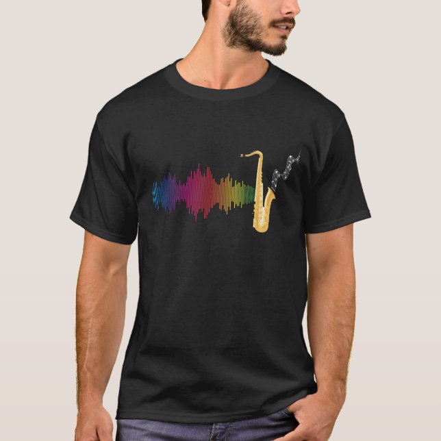T-shirt Musique Jazz colorée Soundwave Saxophone (Devant)