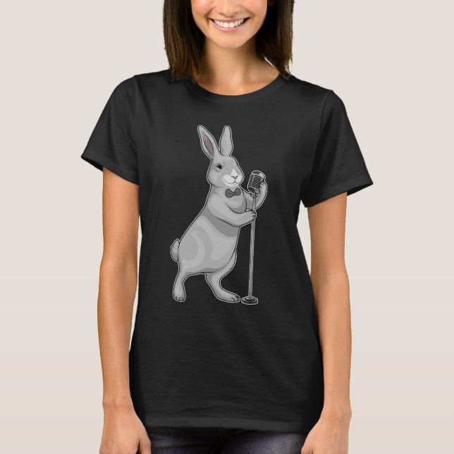 T-shirt Musique Microphone chanteur de lapin (Devant)