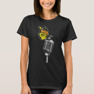 T-shirt Musique Microphone du chanteur papillon
