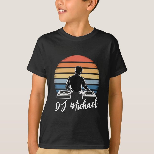 T-shirt Musique moderne DJ Mixer Retro Nom personnalisé (Devant)