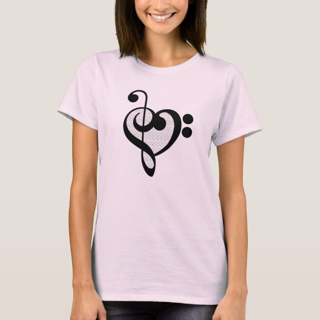 T-shirt Musique musicienne Note Coeur Motif (Devant)