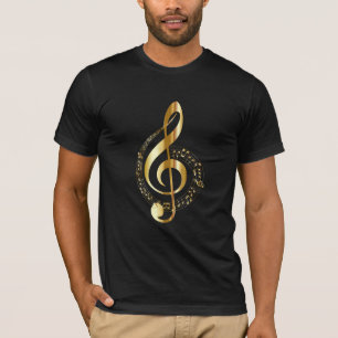 T-shirt Musique, musique, musique, clé de sol en or,