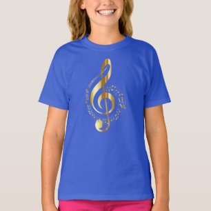 T-shirt Musique, musique, musique, clé de sol en or,