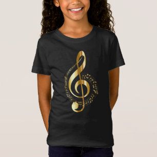 T-Shirt Musique, musique, musique, clé triée en or,