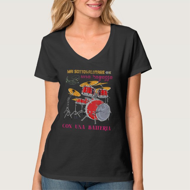 T-shirt Musique Ne Sous-Estime Jamais Une Fille Avec Batte (Devant)